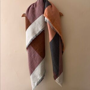 Color Block Scarf with Fringe